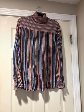 Vintage Striped Turtleneck Sweater in Multi XL